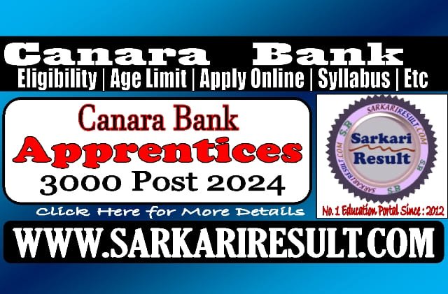Sarkari Result Canara Bank Apprentices Online Form 2024