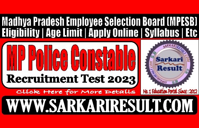 Sarkari Result MPESB MP Police Constable Online Form 2023