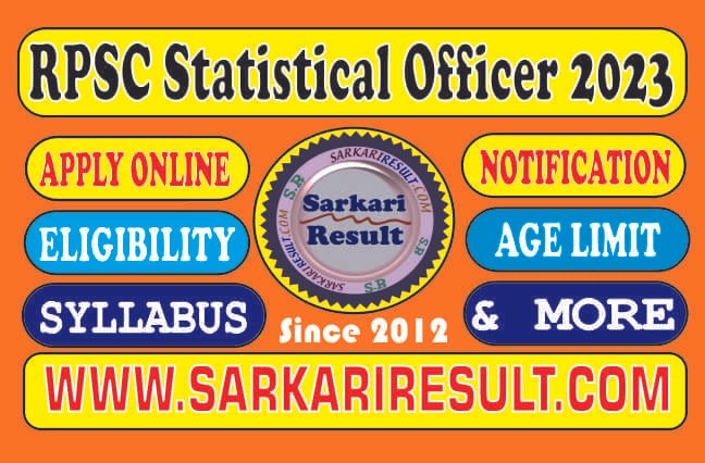Sarkari Result RPSC Statistical Officer Online Form 2023